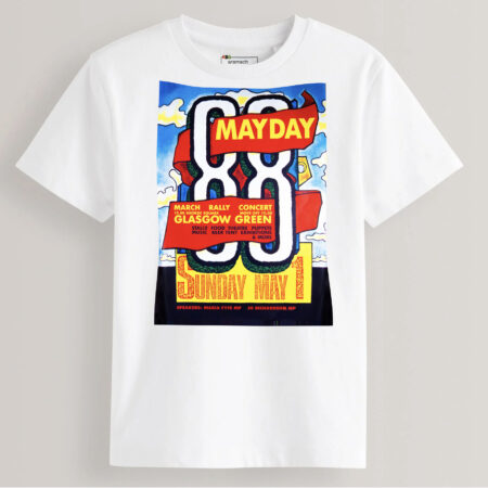 Glasgow May Day 88 poster on a T-shirt