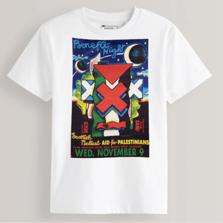 A 1988 poster for Scottish Aid for Palestine ón a T-shirt.
